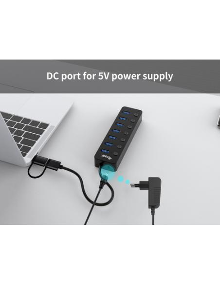 Equip 128965 hub de interfaz USB 3.2 Gen 1 (3.1 Gen 1) Type-A 5000 Mbit/s Negro