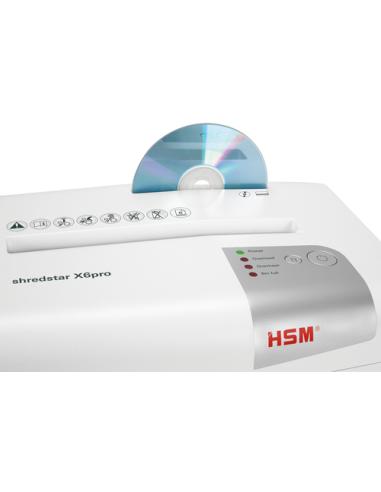 HSM X6pro triturador de papel Corte en partículas 58 dB 22 cm Plata, Blanco