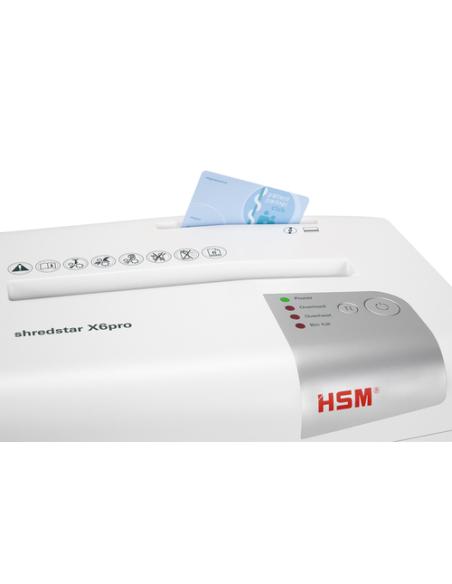 HSM X6pro triturador de papel Corte en partículas 58 dB 22 cm Plata, Blanco