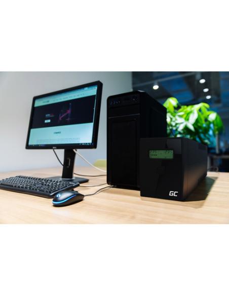 Green Cell UPS01LCD sistema de alimentación ininterrumpida (UPS) Línea interactiva 0,6 kVA 360 W 2 salidas AC