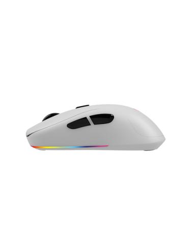 Savio RIFT WHITE gaming mouse RGB Dual Mode ratón Juego mano derecha Bluetooth + USB Type-C Óptico 10000 DPI