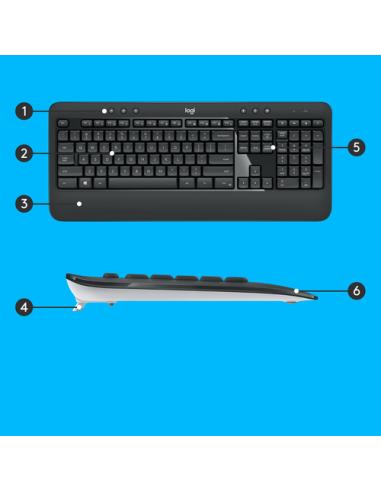 Logitech 920-008677 teclado Ratón incluido Universal RF inalámbrico QWERTZ Suizo Negro, Blanco