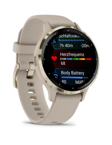 Garmin Venu 3S 3,05 cm (1.2") AMOLED 41 mm Digital 390 x 390 Pixeles Pantalla táctil Oro, Gris Wifi GPS (satélite)