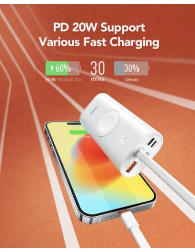 VEGER MagFan VG-W1162S 10000mAh powerbank PD20W Magnetic Wireless charging for iWatch