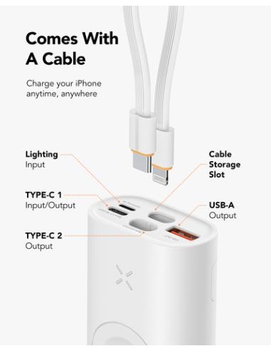 VEGER MagFan VG-W1162S 10000mAh powerbank PD20W Magnetic Wireless charging for iWatch