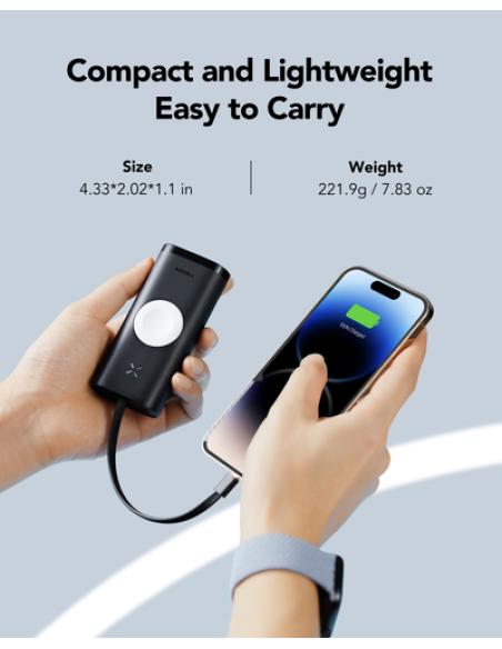 VEGER MagFan VG-W1162S 10000mAh powerbank PD20W Magnetic Wireless charging for iWatch