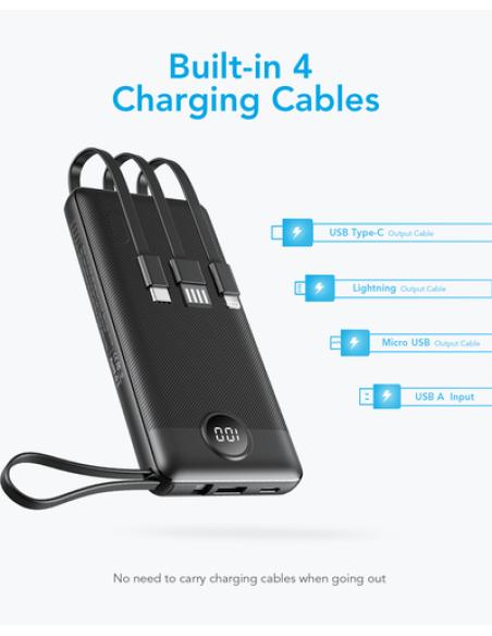 VEGER C20 VG-W2047 PowerBank 20000mAh with cables bulit-in