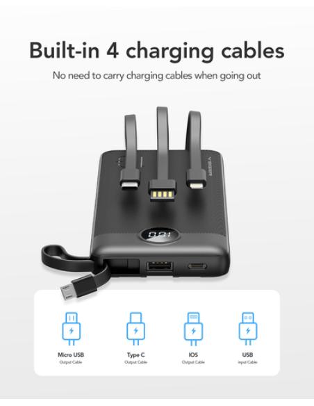 VEGER C20 VG-W2047 PowerBank 20000mAh with cables bulit-in