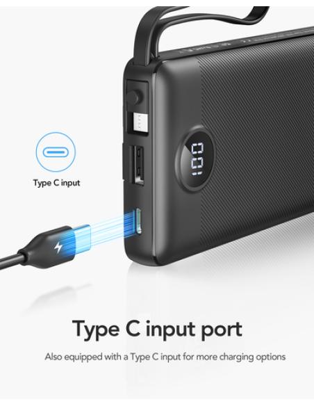 VEGER C20 VG-W2047 PowerBank 20000mAh with cables bulit-in