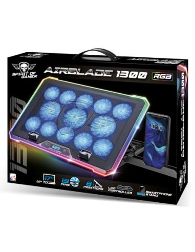 Spirit of Gamer AIRBLADE 1300 RGB almohadilla fría 43,2 cm (17") Negro