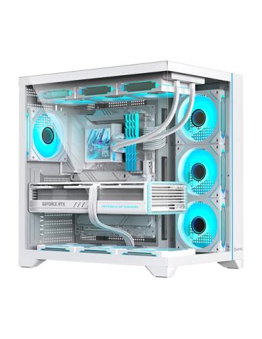 Hiditec H3 PRO Midi Tower Transparente, Blanco