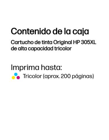 HP Cartucho de tinta Original 305XL de alta capacidad tricolor