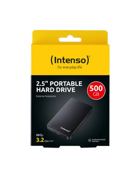 Intenso Disco duro externo (2,5 pulgadas), 500 GB, 5400 RPM, 8 MB de caché, USB 3.0, reacondicionado certificado, negro