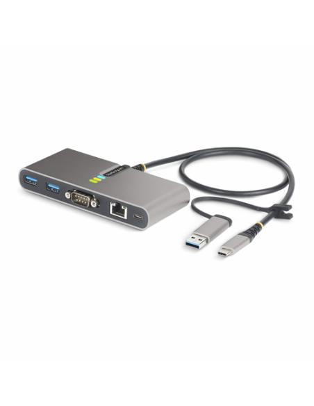 StarTech.com Hub Ladrón USB-C de 2 Puertos USB-A de 5Gbps con Red RJ45 Ethernet Gigabit y Puerto Serie DB9 RS232 FTDI - Concentr