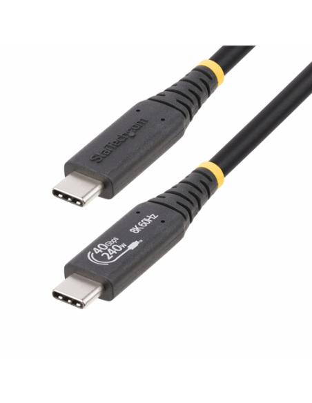 StarTech.com Cable USB4 de 50cm - Cable USB Tipo C Certificado USB-IF - Cable USB-C de 40G - PD 3.1 EPR de 240W - 8K 60Hz - Comp