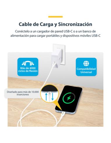 StarTech.com Cable de Carga USB-C de 3m - Cable de Carga USB Tipo C para Portátil - Cable USB para Tablet o Móvil - Entrega de A