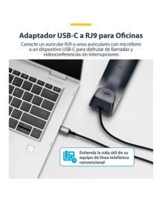 StarTech.com Adaptador USB-C a RJ9 para Auriculares con Micrófono - Adaptador USB Tipo C a RJ9 con Cable de 1,8m - Adaptador par
