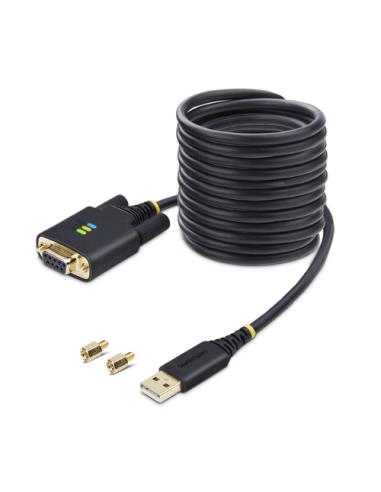 StarTech.com Cable Adaptador USB a Serie de Módem Nulo de 3m - Retención COM - Tornillos Intercambiables DB9 - USB a RS232 - Ser