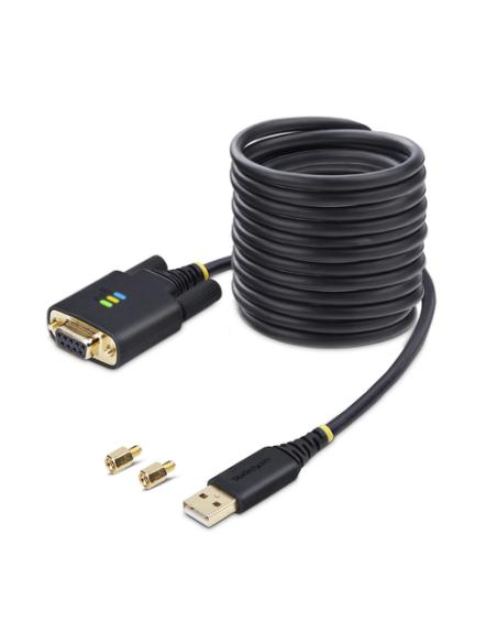 StarTech.com Cable Adaptador USB a Serie de Módem Nulo de 3m - Retención COM - Tornillos Intercambiables DB9 - USB a RS232 - Ser