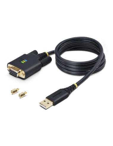 StarTech.com Cable Adaptador USB a Serie de Módem Nulo de 1m - Retención COM - Tornillos Intercambiables DB9 - USB a RS232 - Ser