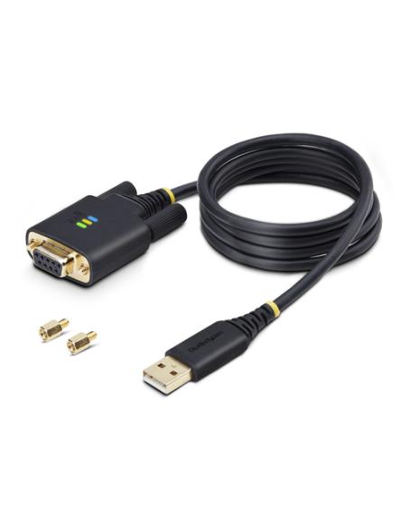 StarTech.com Cable Adaptador USB a Serie de Módem Nulo de 1m - Retención COM - Tornillos Intercambiables DB9 - USB a RS232 - Ser