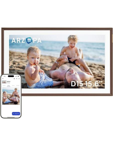 MARCO DIGITAL ARZOPA D15 MARRON / 15.6" / PANTALLA IPS TACTIL / HD / WIFI / MEMORIA INTERNA 32GB / COMPARTICION DE FOTOS Y VIDEO