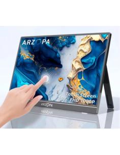Arzopa A1T pantalla para PC 39,6 cm (15.6") 1920 x 1080 Pixeles Full HD LCD Pantalla táctil Gris