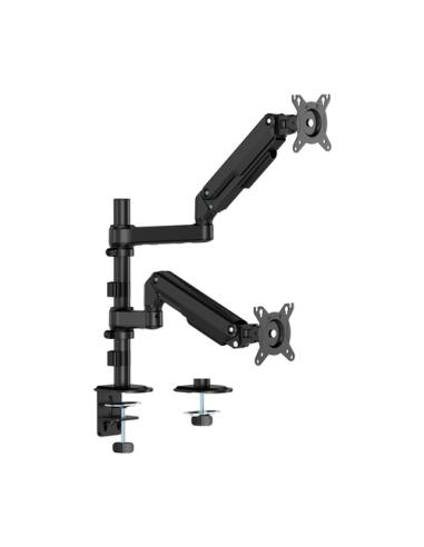 AISENS Soporte de Mesa Eco Contrapeso Giratorio e Inclinable Para Monitor/TV 9kg (3 Pivotes, 2 Brazos) de 17-32", Negro