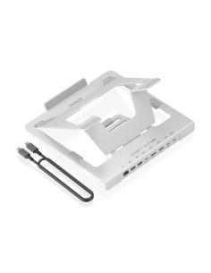 AISENS Soporte de Sobremesa Ajustable para Portatil / Tablet con USB-C Docking 7 en 1, Gris