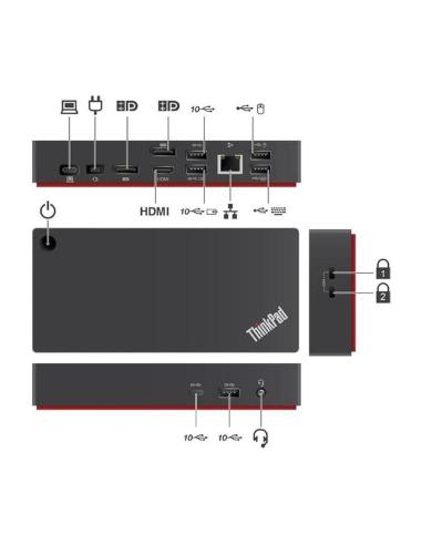 DOCKING REACONDICIONADO LENOVO THINKPAD UNIVERSAL USB-C SMART DOCK GEN 2 / HDMI / 2xDP/ RJ45 / 3xUSB-A 3.1/ 2xUSB-A 2.0 / USB-C 