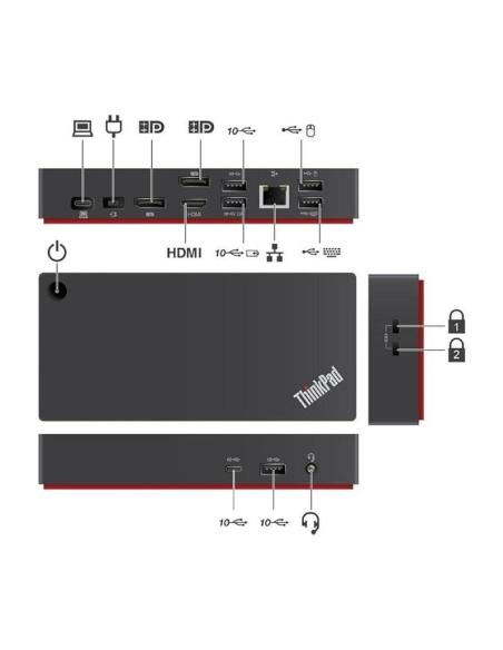 DOCKING REACONDICIONADO LENOVO THINKPAD UNIVERSAL USB-C SMART DOCK GEN 2 / HDMI / 2xDP/ RJ45 / 3xUSB-A 3.1/ 2xUSB-A 2.0 / USB-C 