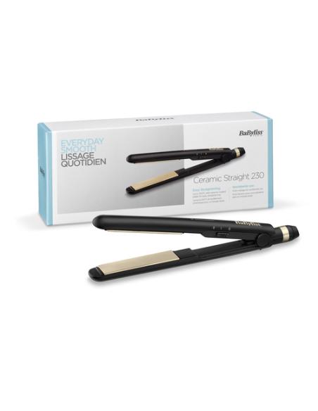 BaByliss Ceramic Straight 230 Plancha de pelo Caliente Negro 40 W 2 m
