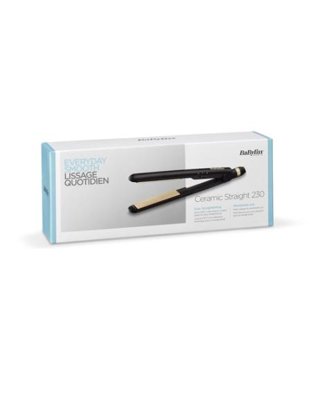 BaByliss Ceramic Straight 230 Plancha de pelo Caliente Negro 40 W 2 m
