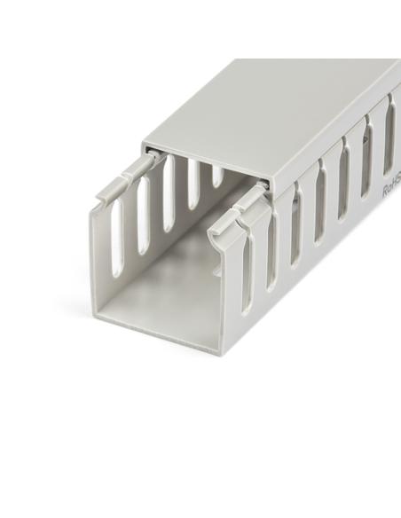 StarTech.com Canaleta para Cableado con Ranura Abierta y Tapa, 50 mm An x 50 mm Al - 2 m Lar - Ranuras de 8 mm, Cubierta de PVC 