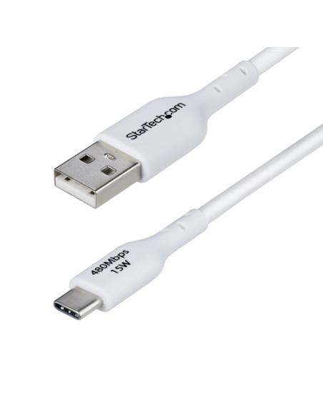 StarTech.com Cable de Carga USB-A a USB-C Blanco de 2m - Cable de Carga USB Tipo C - Carga Rápida de 3A - Cable de Transferencia