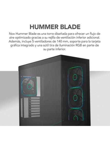 NOX Hummer BLADE, Torre ATX, ARGB, Ultra Airflow, Negro