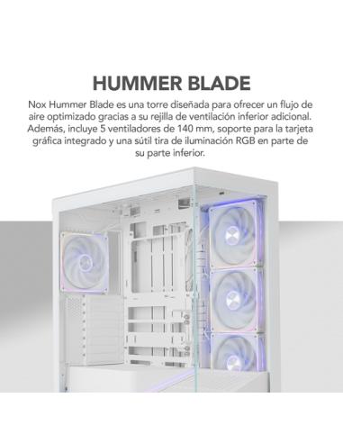 NOX Hummer BLADE, Torre ATX, ARGB, Ultra Airflow, Blanco