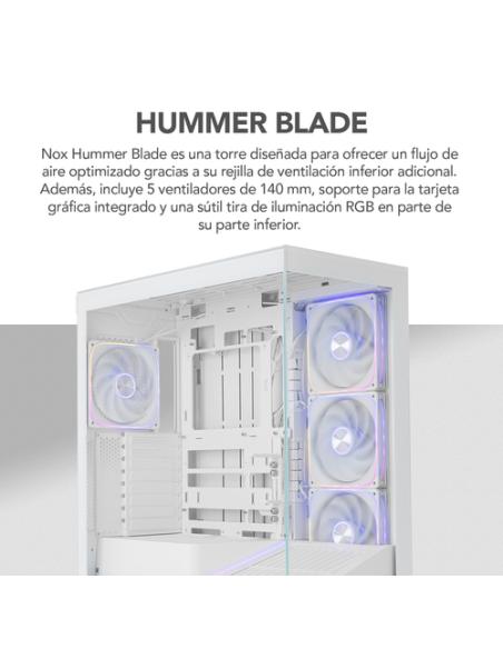NOX Hummer BLADE, Torre ATX, ARGB, Ultra Airflow, Blanco