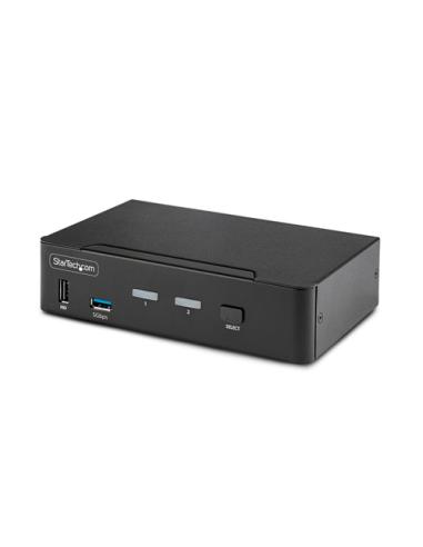 StarTech.com Switch Conmutador KVM DisplayPort de 2 Puertos - 8K60/4K144 - para Un Monitor - DP 1.4 - 2x USB 3.0 - 4x USB 2.0 HI