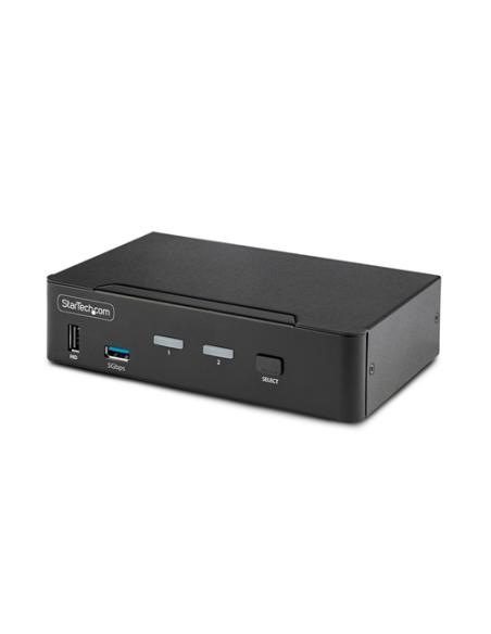 StarTech.com Switch Conmutador KVM DisplayPort de 2 Puertos - 8K60/4K144 - para Un Monitor - DP 1.4 - 2x USB 3.0 - 4x USB 2.0 HI