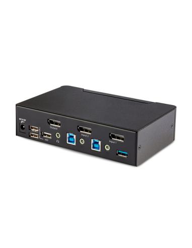 StarTech.com Switch Conmutador KVM DisplayPort de 2 Puertos - 8K60/4K144 - para Un Monitor - DP 1.4 - 2x USB 3.0 - 4x USB 2.0 HI