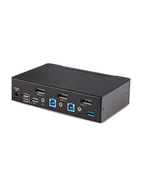 StarTech.com Switch Conmutador KVM DisplayPort de 2 Puertos - 8K60/4K144 - para Un Monitor - DP 1.4 - 2x USB 3.0 - 4x USB 2.0 HI