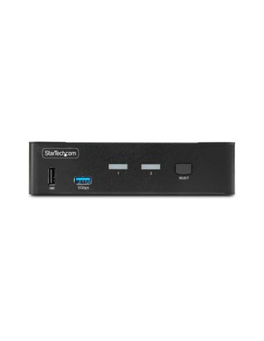 StarTech.com Switch Conmutador KVM DisplayPort de 2 Puertos - 8K60/4K144 - para Un Monitor - DP 1.4 - 2x USB 3.0 - 4x USB 2.0 HI