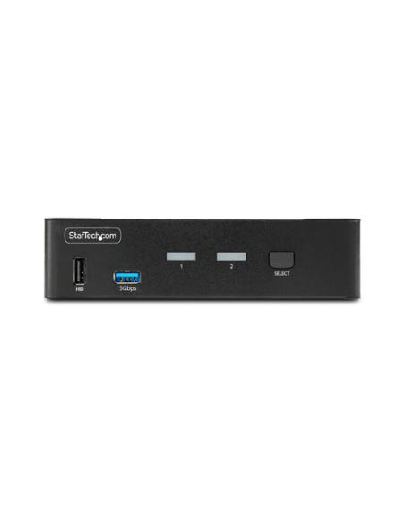 StarTech.com Switch Conmutador KVM DisplayPort de 2 Puertos - 8K60/4K144 - para Un Monitor - DP 1.4 - 2x USB 3.0 - 4x USB 2.0 HI