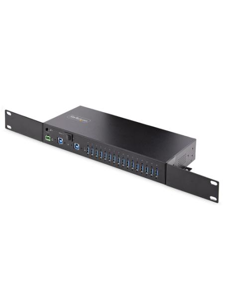 StarTech.com Hub Ladrón USB 3.0 5Gb de 16 Puertos Industrial - Metal - Montaje en Rack/Superficie/DIN - Carga Compartida USB 120