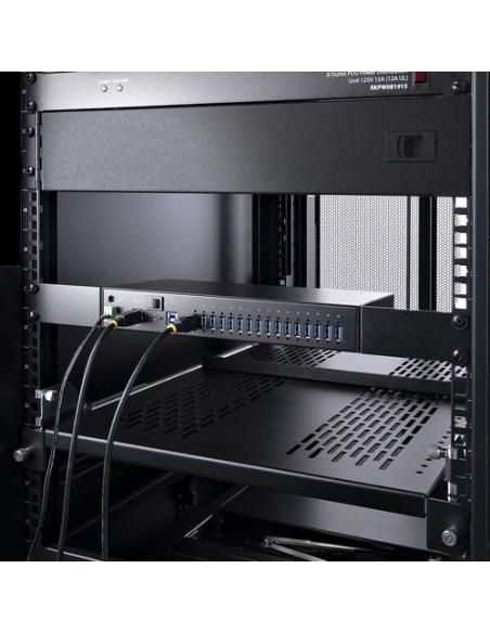 StarTech.com Hub Ladrón USB 3.0 5Gb de 16 Puertos Industrial - Metal - Montaje en Rack/Superficie/DIN - Carga Compartida USB 120