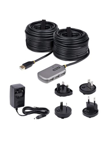 StarTech.com Hub Extensor USB - Concentrador USB con Cable de Extensión de 24m - Cable Alargador USB con Ladrón USB - Repetidor 
