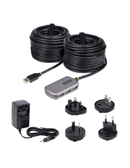 StarTech.com Hub Extensor USB - Concentrador USB con Cable de Extensión de 24m - Cable Alargador USB con Ladrón USB - Repetidor 