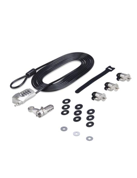 StarTech.com Juego de Candado para Ordenador de Sobremesa o Portátil y Periféricos - Cable de 3m de Acero - Candado Antirrobo - 