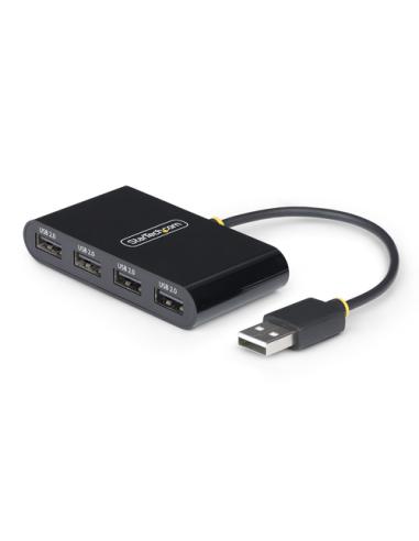 StarTech.com Hub USB 2.0 de 4 Puertos - Ladrón USB Alimentado por el Bus - 480Mbps - Hub Portátil Externo USB - Multiplicador US